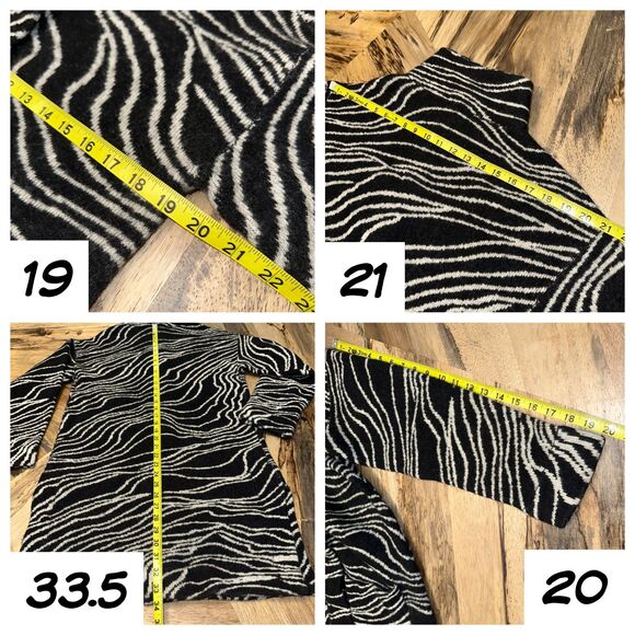 MAEVE Anthropologie Zebra Knit Oversized Coat Cardigan XS Lambswool Blend - Picture 7 of 11